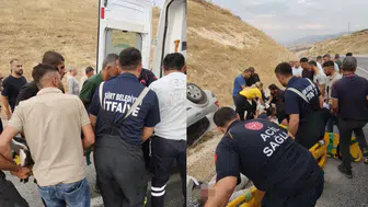 Siirt'te otomobil takla attı : 1'i ağır 3 kişi yaralandı