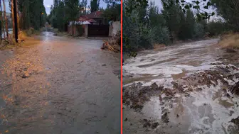 Çorum’da kuvvetli yağış sonrası dereler taştı, yollar zarar gördü
