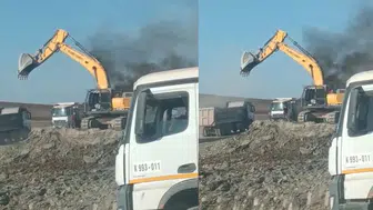 Siirt'te iş makinesi alev alev yandı