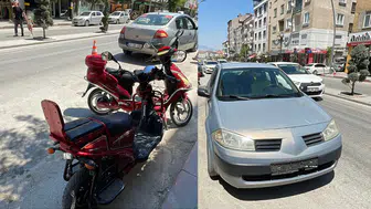 Otomobilin çarptığı elektrikli bisiklet sürücüsü yaralandı