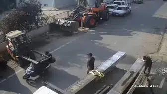 Tekirdağ'da motosikletli forkliftin demir ayaklarına çarptı