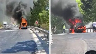 Muğla Seydikemer'de seyir halindeki otomobil bir anda alev aldı