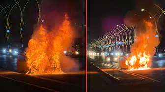 Ankara'da seyir halindeki otomobil alev topuna döndü