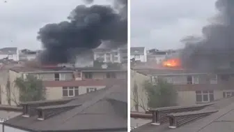 Arnavutköy’de 3 katlı binanın çatısında yangın çıktı !