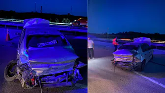 Kırklareli'de otomobil bariyerlere çarpıp hurdaya döndü