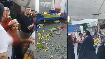 Beyoğlu'nda pazarcı müşterinin başına kalas attı