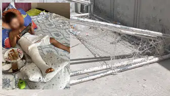 Arnavutköy'de 4 yaşındaki çocuğun üzerine kale direği devrildi