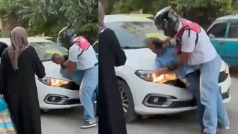 Motokurye sürücüyü kaputa yatırıp yumrukladı
