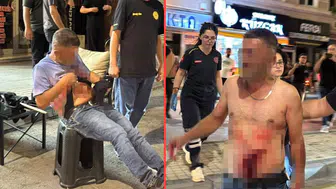 Aksaray'da bıçaklanan şahıs, yol ortasında soyundu