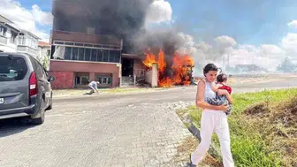 Tekirdağ Çorlu'da otluk alanda yangın : Garaj tamamen yandı