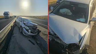 Mardin'de feci kaza : Otomobil bariyerlere çarptı, 1 yaralı