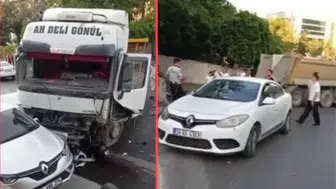 Esenler'de freni boşalan hafriyat kamyonu 7 araca çarptı