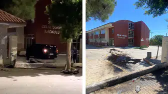 Antalya'da korkutan kaza : Araç okul bahçesine sürüklendi
