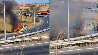Tekirdağ'da seyir halindeki araç alev topuna döndü