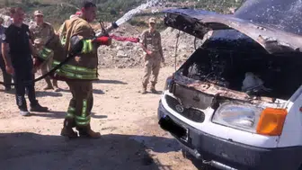 Hatay Antakya'da minibüste yangın