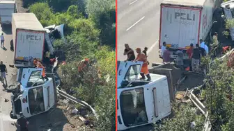 Sakarya’da emniyet şeridindeki KGM aracına çekici çarptı : 3 yaralı