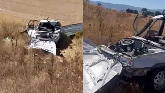 Kütahya Emet'te araç tarlaya uçtu : 2 kişi yaralandı
