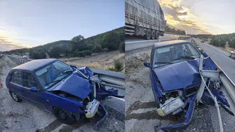 Bilecik Bozüyük'te otomobil refüje çarptı : 4'ü çocuk 7 yaralı