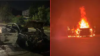 Antalya'da seyir halindeki otomobil alev alev yandı