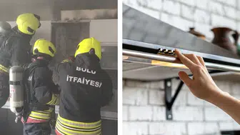 Bolu'da mutfakta yangın : Alev alan aspiratör bina dışına çıkarıldı
