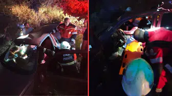 Hatay'da otomobil ormanlık alana uçtu : 4 yaralı