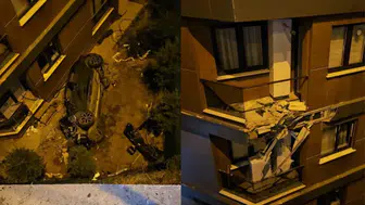 Eyüpsultan'da dehşet kaza : Otomobil binaya çarpıp bahçeye uçtu