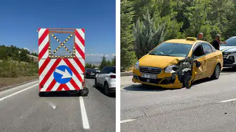 Burdur'da ticari taksi trafik römorkuna çarptı : Sürücü yaralandı