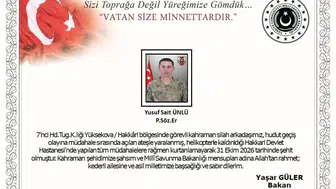 Hakkari Yüksekova'da hudut geçişinde şehit ateşi düştü