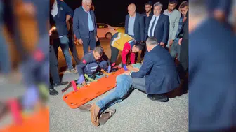Aracın çarptığı yaralıya ilk yardımı vali ve milletvekili yaptı