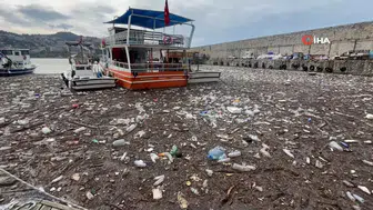 Zonguldak Limanı çöplüğe döndü: Derelerin taşıdığı atıklar deniz yüzeyini kapladı