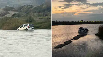 Balık Keyfi Kabusa Döndü: Otomobil Kelkit Çayı'nda Mahsur Kaldı