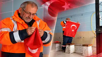 Büyükçekmece'de Temizlik İşçisinden Alınardağlatan Bayrak Hassasiyeti