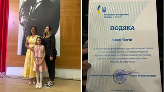 Honazlı öğrenci Melisa Erüstündağ'a Ukrayna Başkonsolosluğu'ndan teşekkür belgesi !