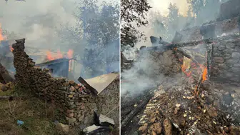 Artvin Yusufeli'nde Yıldırım Düşmesi Sonucu Ev Kül Oldu