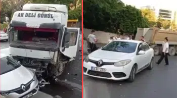 Esenler'de freni boşalan hafriyat kamyonu 7 araca çarptı