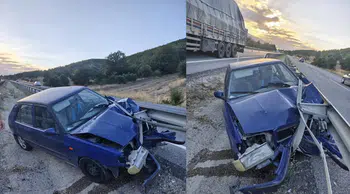 Bilecik Bozüyük'te otomobil refüje çarptı : 4'ü çocuk 7 yaralı