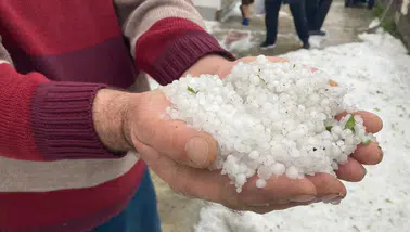 Erzincan Refahiye'de dolu yağışı etkili oldu
