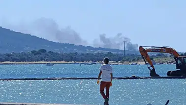 Cunda Adası'nda korkutan yangın : Alevler ormanlık alana sıçradı
