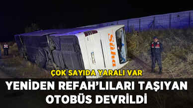 Yeniden Refah Kongresi dönüşünde kaza: Otobüs devrildi, 17 yaralı