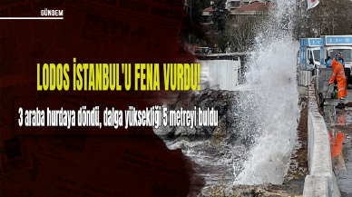 Lodos İstanbul'u fena vurdu! 3 araba hurdaya döndü, dalga yüksekliği 5 metreyi buldu