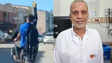 Adana’da kolunda serumla motosiklet yolculuğu şaşkınlık yarattı