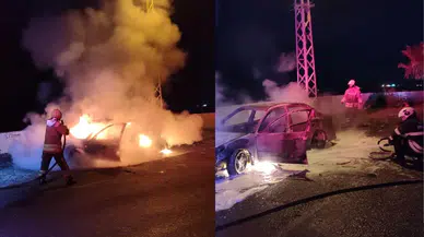 Hatay'da otomobil alev aldı!