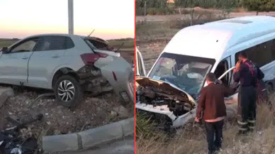 Kilis'te otomobil ile minibüs çarpıştı: 12 yaralı