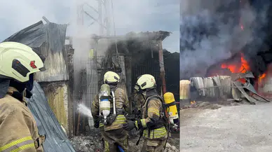 Arnavutköy'de ayakkabı deposunda yangın!