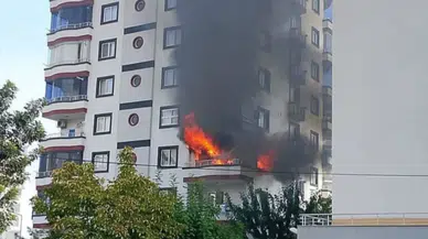 Mersin'de 9 katlı binada korkutan yangın