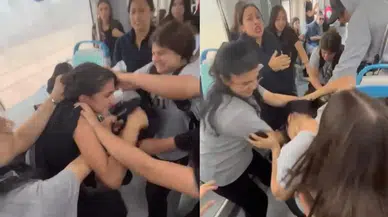 İzmir'de tramvayda bir grup kız öğrenci kavga etti