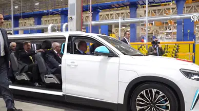 İlk kez görüntülendi! Cumhurbaşkanı Erdoğan törene özel üretim Togg ile geldi