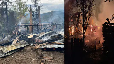 Kastamonu'da ahşap ev cayır cayır yandı!