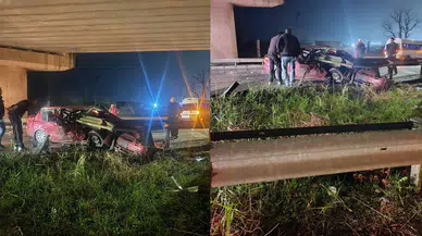 Tekirdağ'da acı kaza! Otomobil bariyerlere uçtu: 2 ölü!