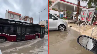 Çanakkale'de sağanak yağış: Sokaklar göle döndü!